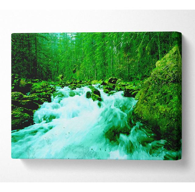 Der grüne Fluss Woodland - Druck Alpen Home Größe: 81 cm H x 121,9 cm B x 10 cm T on Productcaster.