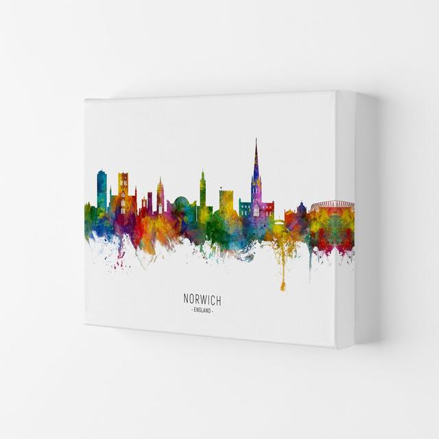 Norwich England Skyline by Michael Tompsett - Graphic Art Latitude Run Size: 59.4cm H x 84cm W x 4cm D, Format: Wrapped Canvas on Productcaster.