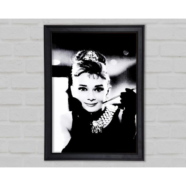 Audrey Hepburn Breakfast At Tiffanys - Wrapped Canvas Print Marlow Home Co. Format: Matte Black Framed Paper, Size: 59.7cm H x 42cm W x 1.5cm D on Productcaster.