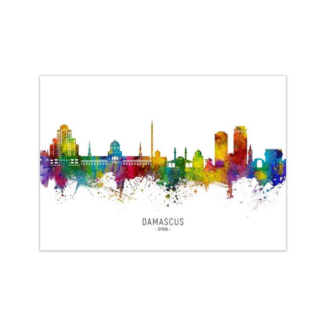 Damascus Syria Skyline by Michael Tompsett - Graphic Art Latitude Run Size: 21cm H x 30cm W x 1cm D, Format: Unframed on Productcaster.