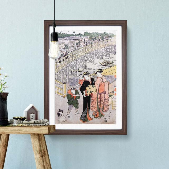 Women by Ryogoku Bridge by Utagawa Toyokuni - Picture Frame Painting Print East Urban Home Frame Option: Walnut, Size: 76cm H x 50cm W x 2cm D on Productcaster.