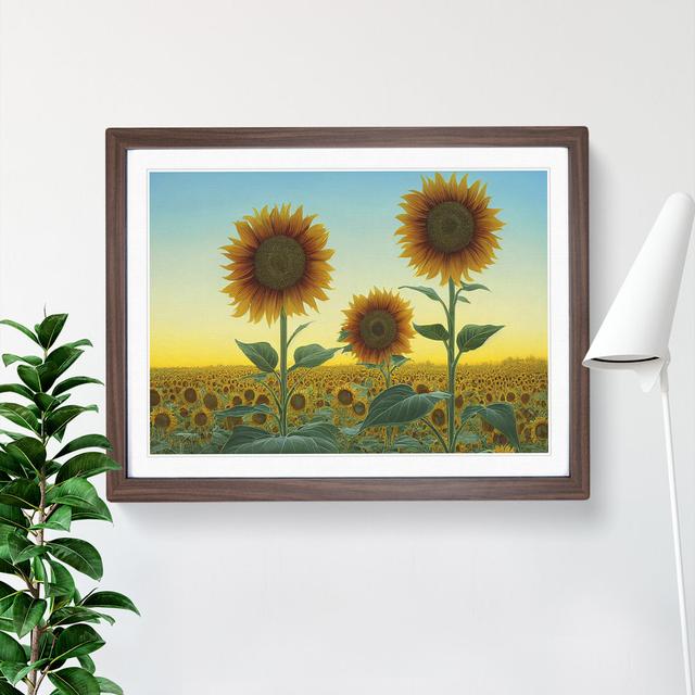 Tremendous Sunflower Field - Picture Frame Painting Brambly Cottage Size: 46cm H x 64cm W x 2cm D, Frame Colour: Walnut on Productcaster.