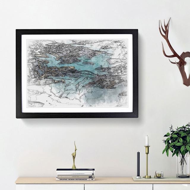 Birds Eye View of Sydney Australia in Abstract - Picture Frame Graphic Art Print East Urban Home Frame Option: Black Framed, Size: 48cm H x 65cm W x 2 on Productcaster.