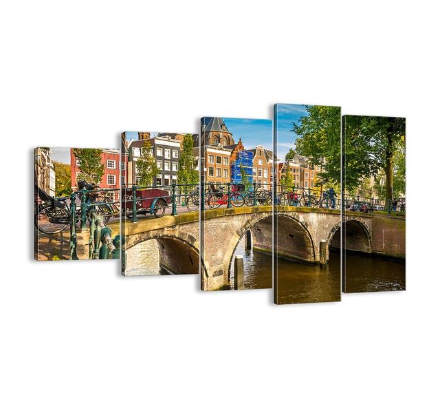 Spring on the Canal - 5 Piece Unframed Photograph Print Set on Canvas Brayden Studio Size: 60cm H x 100cm W x 1.8cm D on Productcaster.