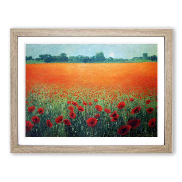 Superb Poppies Flowers - Picture Frame Graphic Art Marlow Home Co. Size: 34cm H x 46cm W x 2cm D, Frame Colour: Oak on Productcaster.