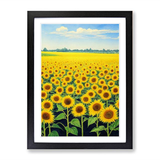 Watercolour Sunflower Field Vol.3 - Print Brambly Cottage Size: 46cm H x 34cm W x 2cm D, Frame Option: Walnut on Productcaster.