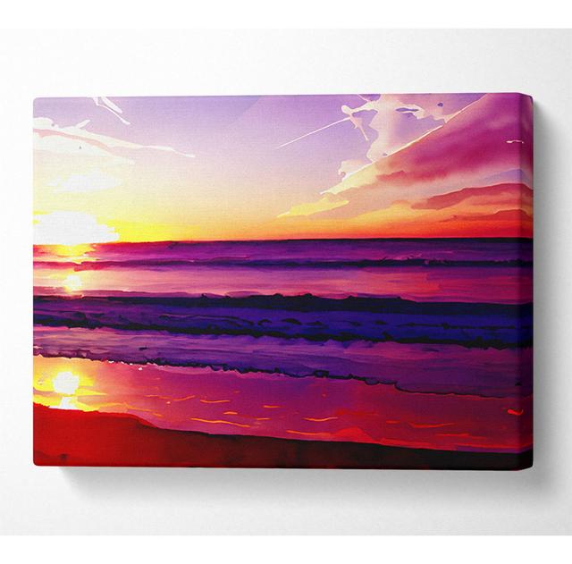 Rainbow Ocean Sunset - Wrapped Canvas Art Prints House of Hampton Size: 50.8cm H x 81.3cm W on Productcaster.