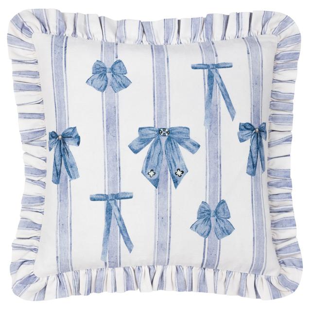 Noortje Ruffle Bows Cushion Cover Abstract Blue Square Throw Cushion Cover furn. on Productcaster.