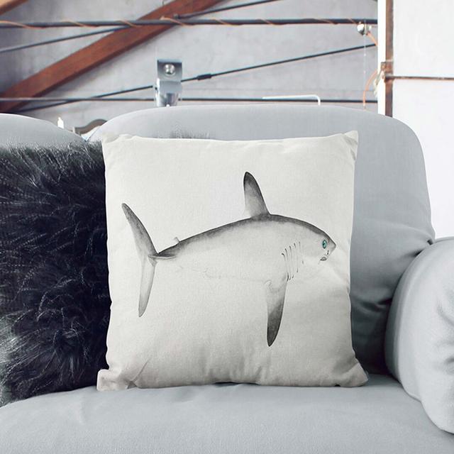 Illustration of a Porbeagle Shark by F.E. Clarke Cushion with Filling East Urban Home Backing Colour: Black, Size: 55cm H x 55cm W x 20cm D on Productcaster.