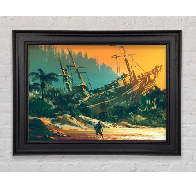 Shipwrecked And Alone - Single Picture Frame Print Longshore Tides Size: 100Cm H x 141.4cm W x 8cm D on Productcaster.