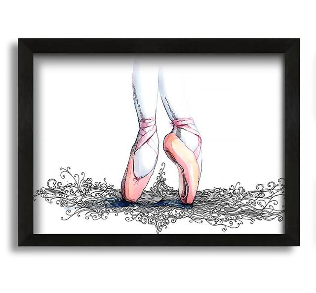 Ballerina Shoes 3 - Picture Frame Drawing on Canvas Mercer41 Size: 60cm H x 84cm W x 10cm D on Productcaster.