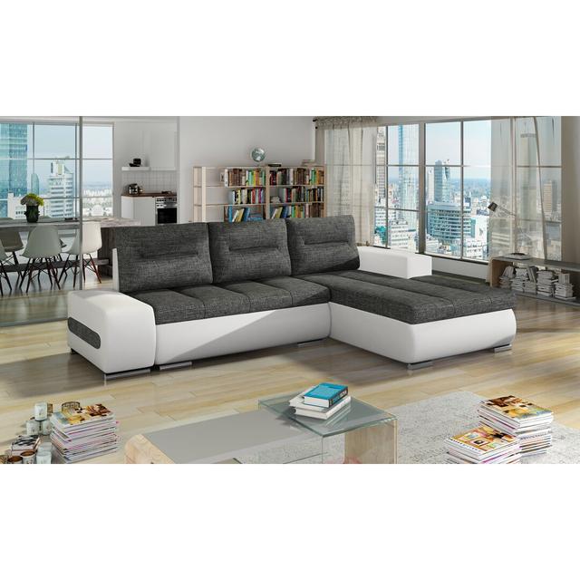 Bipasha Upholstered Sofa & Chaise Latitude Run Upholstery Colour: Grey/White, Orientation: Right Hand Facing on Productcaster.