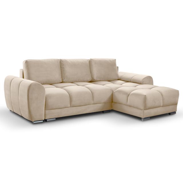 Ecksofa Lolarose mit Bettfunktion Ebern Designs Polsterfarbe: Helles Beige on Productcaster.