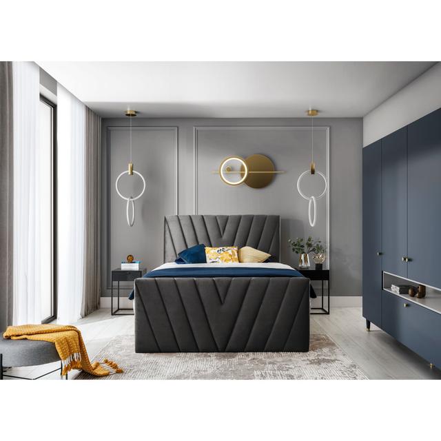 Boxspring Mankin with Topper Fairmont Park Colour: Dark grey, Size: 160 x 200cm on Productcaster.