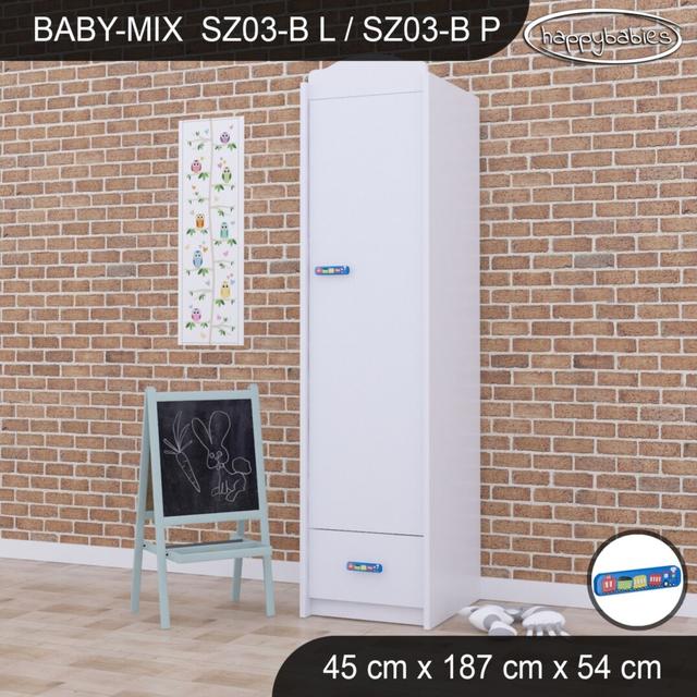 Kleiderschrank Baby Mix Happy Babies Farbe: Weiß/Blau on Productcaster.