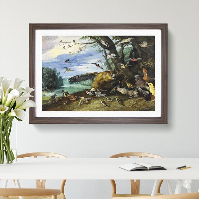 Fighting Birds by Jan Van Kessel - Picture Frame Painting East Urban Home Size: 48cm H x 65cm W x 2cm D, Frame Option: Walnut Framed on Productcaster.