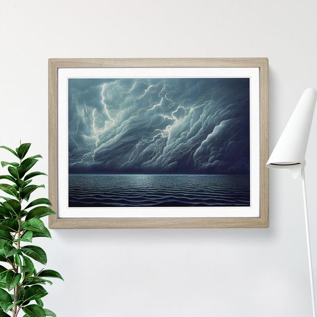 Marvellous Ocean Thunderstorm - Picture Frame Graphic Art 17 Stories Size: 25cm H x 34cm W x 2cm D, Frame Colour: Oak on Productcaster.