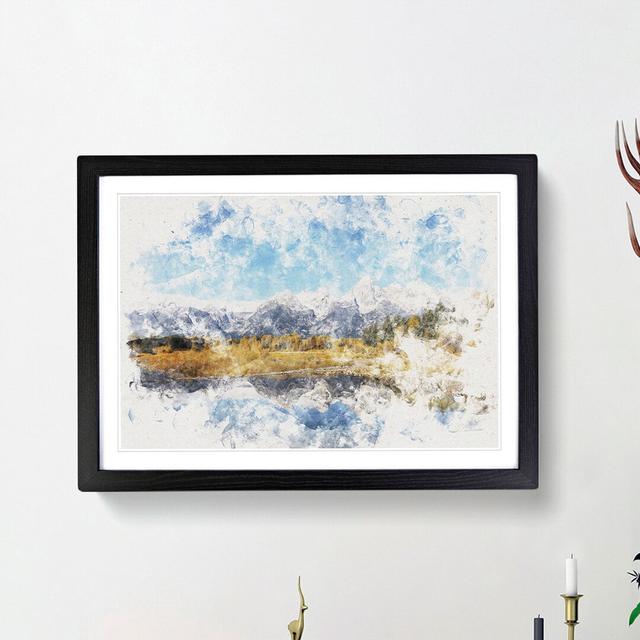 The Teton Mountain Range - Picture Frame Painting Print East Urban Home Size: 24cm H x 33cm W x 2cm D, Frame Option: Black Framed on Productcaster.