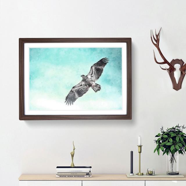 Eagle Bird in the Clouds - Picture Frame Graphic Art Print East Urban Home Frame Option: Walnut Framed, Size: 45cm H x 63cm W x 2cm D on Productcaster.