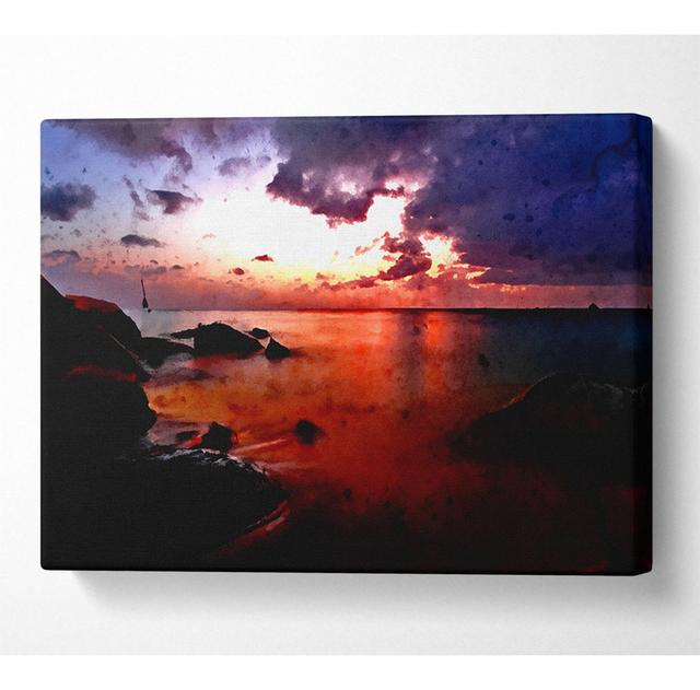 Ocean Red - Wrapped Canvas Art Prints House of Hampton Size: 35.6cm H x 50.8cm W x 10cm D on Productcaster.