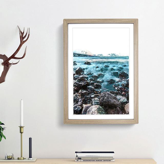 The Shoreline of Lanzarote in Spain - Picture Frame Painting Print on MDF East Urban Home Frame Option: Oak Framed, Size: 65cm H x 48cm W x 2cm D on Productcaster.