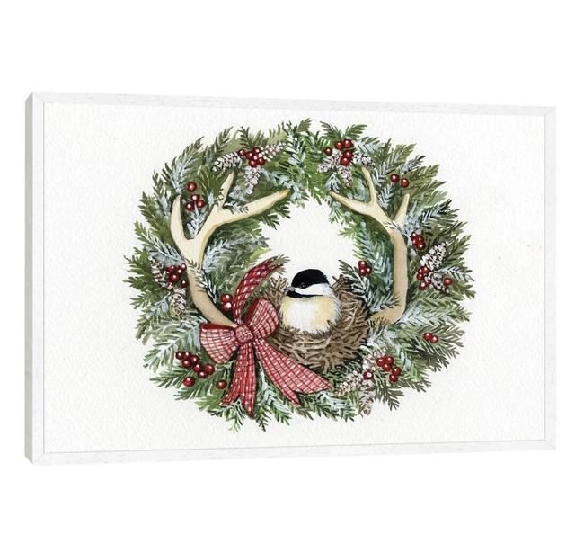 Holiday Wreath IV by Kathleen Parr McKenna - Floater Frame Graphic Art Print on Canvas The Seasonal Aisle Frame Option: White Framed on Productcaster.