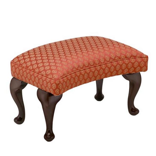 Loretta Upholstered Decorative Stool Fairmont Park Leg Finish: Mahogany, Upholstery: Linea Stone on Productcaster.