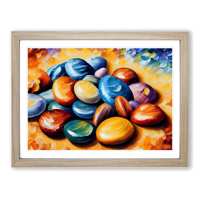 Shimmering River Pebbles Vol.2 - Picture Frame Graphic Art 17 Stories Size: 46cm H x 64cm W x 2cm D, Frame Colour: Oak on Productcaster.