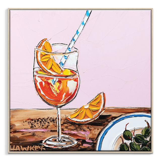 Aperol And Olives by Rosalind Wheeler - Painting on Canvas Rosalind Wheeler Format: Brown Framed Canvas, Size: 61cm H x 61cm W x 5cm D on Productcaster.