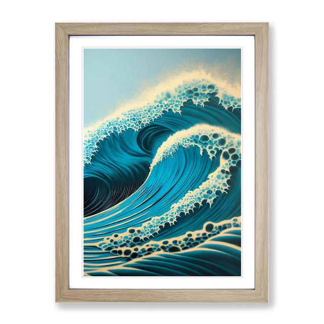 Wave of the Ocean No.3 House of Hampton Size: 64cm H x 46cm W x 2cm D, Frame Colour: Oak Framed on Productcaster.