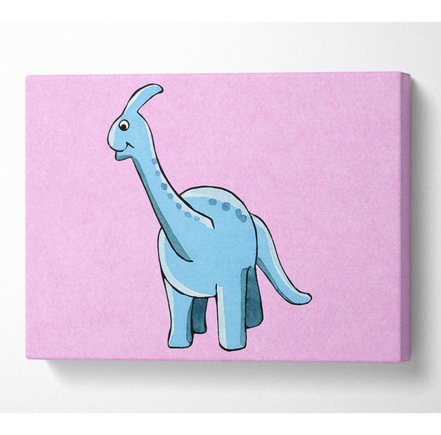 Big Funny Dinosaur Pink - Wrapped Canvas Art Prints Happy Larry Size: 101.6cm H x 142.2cm W x 10cm D on Productcaster.