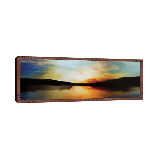 Vibrant Sunset by Angel Estevez - Panoramic Graphic Art Print on Canvas Ebern Designs Size: 30.48cm H x 91.44cm W x 3.81cm D, Format: Classic Brown Wo on Productcaster.