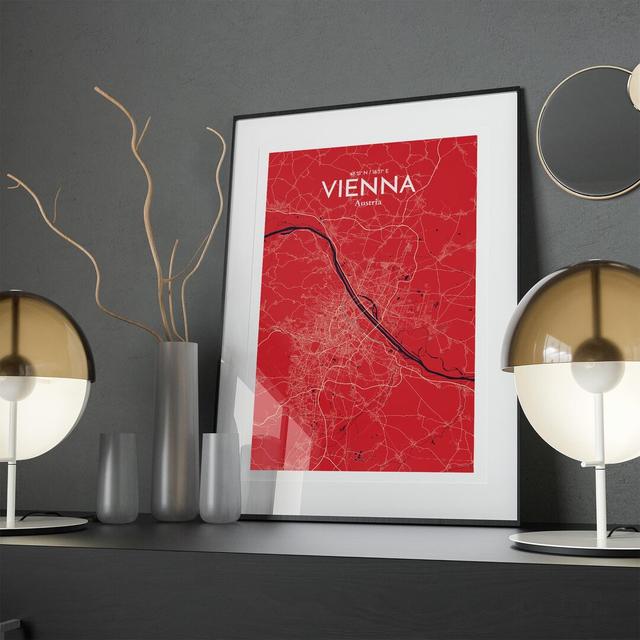 Vienna City Map In Nautical - No Frame Print Borough Wharf Size: 17cm H x 11cm W x 0.05cm D on Productcaster.