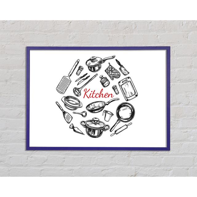 Utensils 9 Framed Print - Picture Frame Graphic Art on Canvas Ophelia & Co. Size: 21cm H x 29.7cm W x 2cm D, Format: Purple Framed Paper on Productcaster.