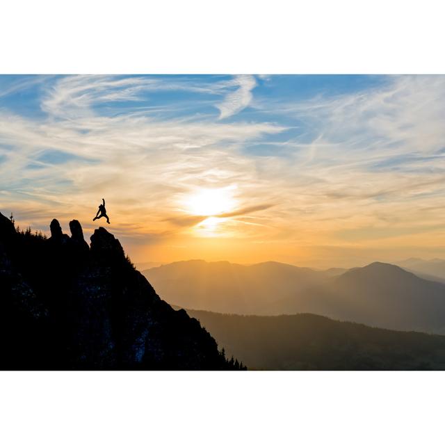 Hiker on Peak at Sunset by Catalin_Grigoriu - Wrapped Canvas Photograph Alpen Home Size: 51cm H x 76cm W on Productcaster.