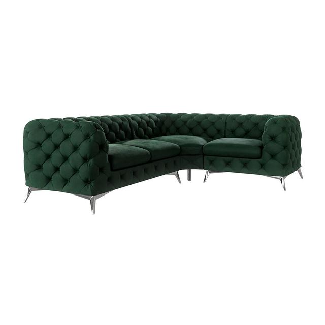 Velvet Corner Sofa Szyszka Meble Upholstery Colour: Bottle Green on Productcaster.