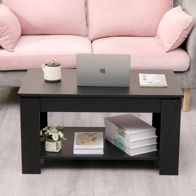 Fullington Lift Top Extendable Floor Shelf Coffee Table with Storage Ebern Designs Colour: Black on Productcaster.