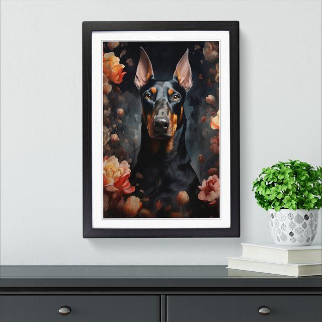 Doberman Romanticism - Single Picture Frame Print on Wood Marlow Home Co. Size: 64" H x 46" W x 2" D, Format: Black on Productcaster.