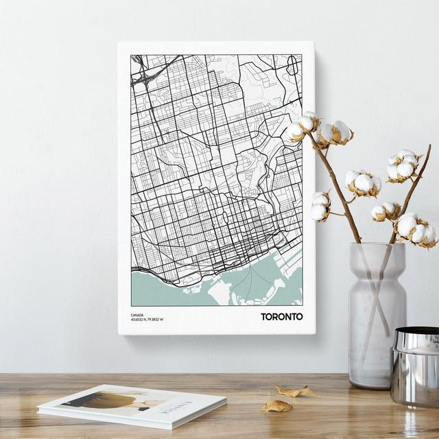 Map Toronto Canada - Wrapped Canvas Graphic Art East Urban Home Size: 60cm H x 40cm W x 3cm D on Productcaster.