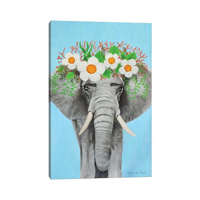 Frida Kahlo Elephant - Blue Happy Larry Format: Wrapped Canvas, Size: 101.6cm H x 66.04cm W x 1.91cm D on Productcaster.