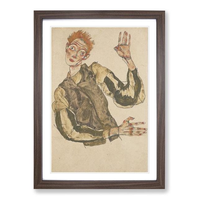 Self-Portrait Vol.4 by Egon Schiele - Picture Frame Painting East Urban Home Size: 36cm H x 27cm W x 2cm D, Frame Option: Walnut Framed on Productcaster.