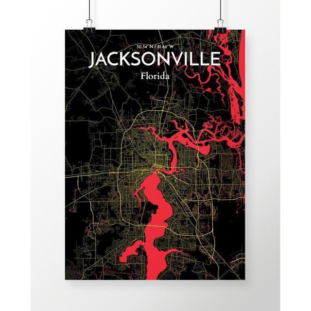 Jacksonville - Unframed Graphic Art Print on Paper East Urban Home Size: 50.8cm H x 40.6cm W x 0.13cm D on Productcaster.