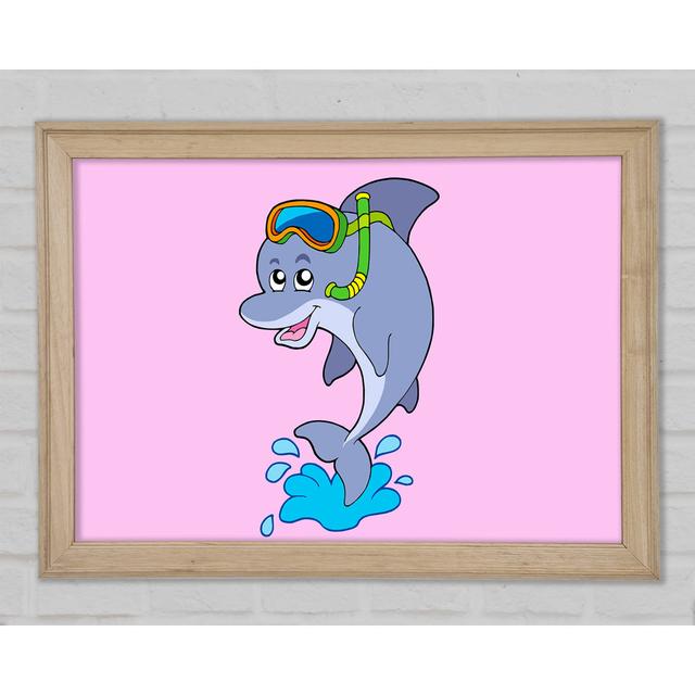 Snorkeling Dolphin Pink - Single Picture Frame Art Prints Harriet Bee Size: 29.7cm H x 42cm W x 1.5cm D on Productcaster.