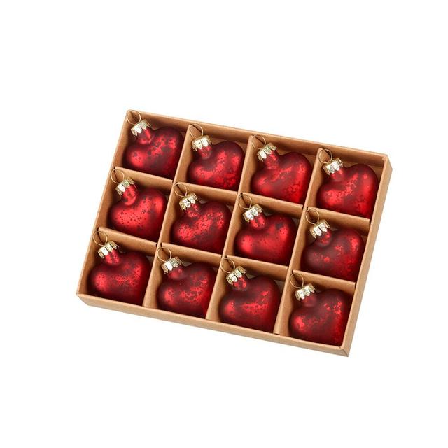 12 Piece Heart Bauble Set The Seasonal Aisle Colour: Red/Gold on Productcaster.