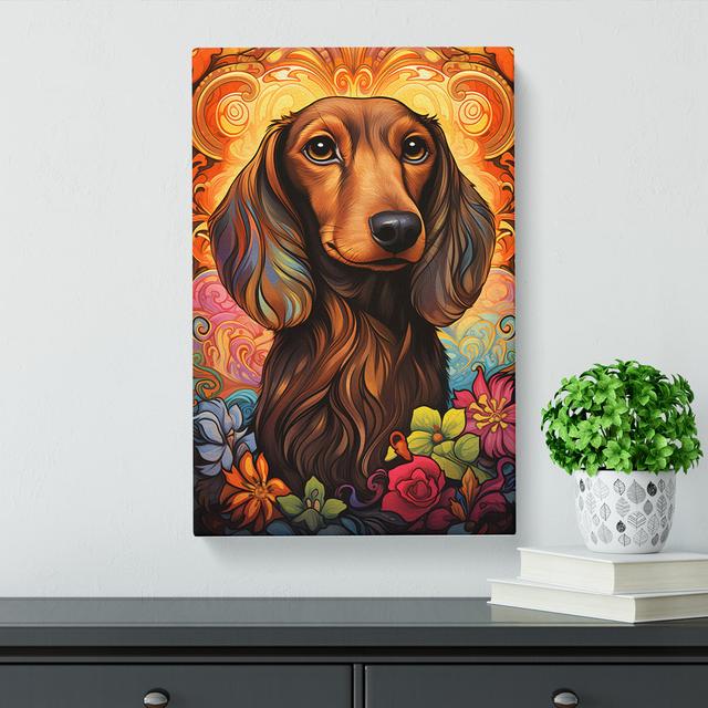 Dachshund Nouveau - No Frame Art Prints Marlow Home Co. Size: 60cm H x 40cm W x 3cm D on Productcaster.