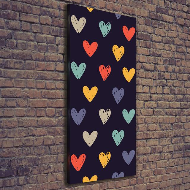 Colourful Hearts - Wrapped Canvas Art Prints Brayden Studio on Productcaster.