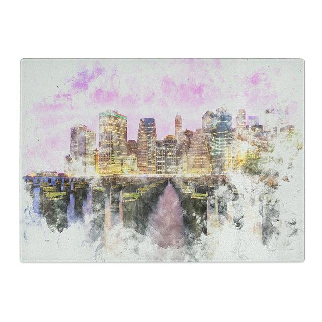 Tempered Glass Manhattan from Brooklyn Bridge Chopping Board East Urban Home Size: 20 cm x 28.5 cm on Productcaster.