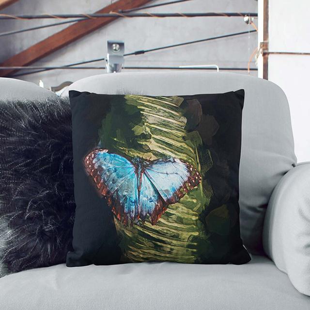 Blue Butterfly Cushion with Filling East Urban Home Size: 55cm H x 55cm W x 20cm D, Backing Colour: White on Productcaster.