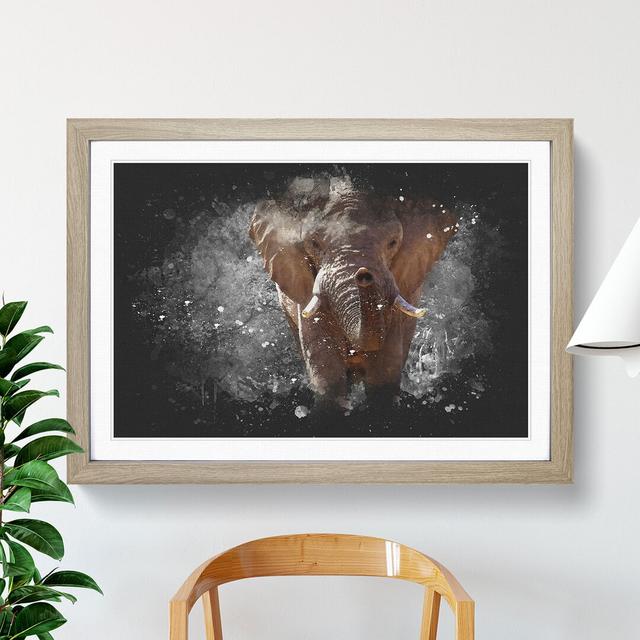 Elephant Vol.1 Paint Splash - Picture Frame Graphic Art East Urban Home Frame Option: Oak, Size: 27cm H x 36cm W x 2cm D on Productcaster.