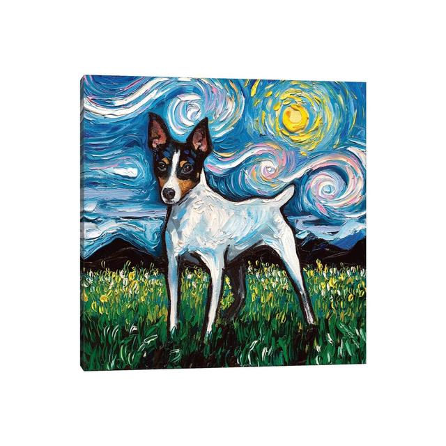 Toy Fox Terrier Night by Aja Trier - Wrapped Canvas Painting ClassicLiving Size: 66.04cm H x 66.04cm W x 1.91cm D on Productcaster.